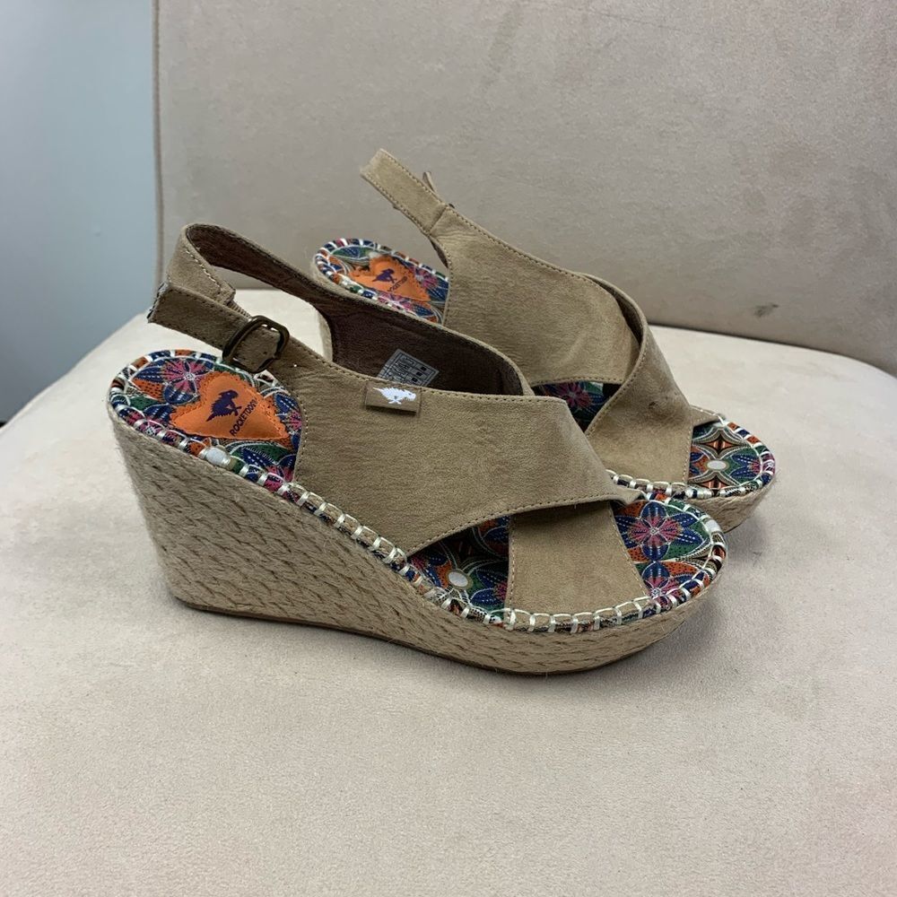 Rocket Dog Suede Espadrille Wedge Sandal sz 7.5